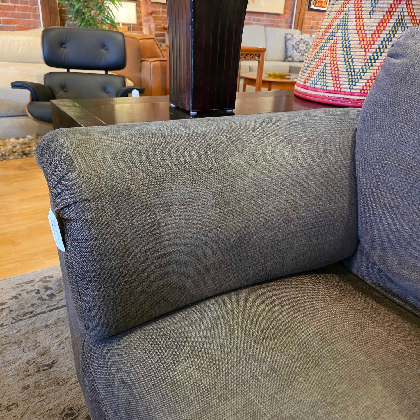 Dark Grey Fabric Curved Arm Sofa