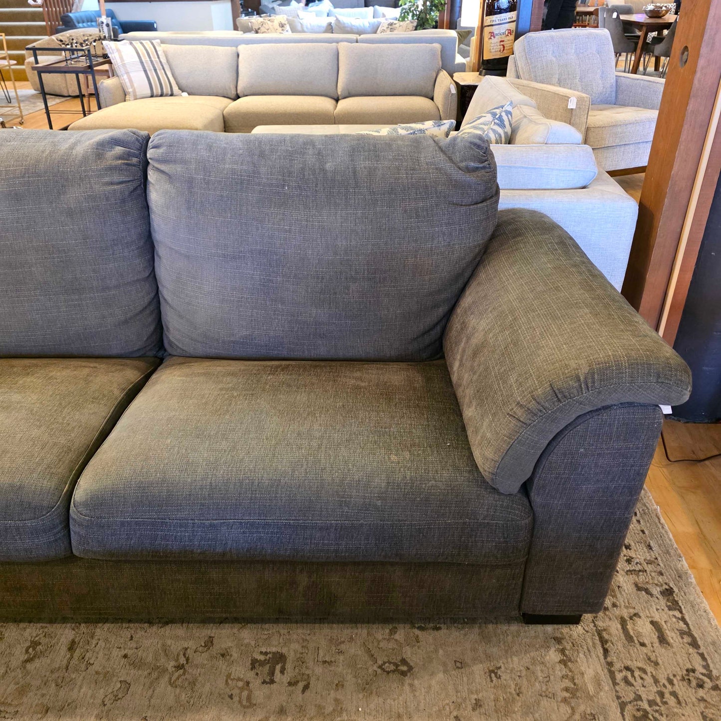 Dark Grey Fabric Curved Arm Sofa