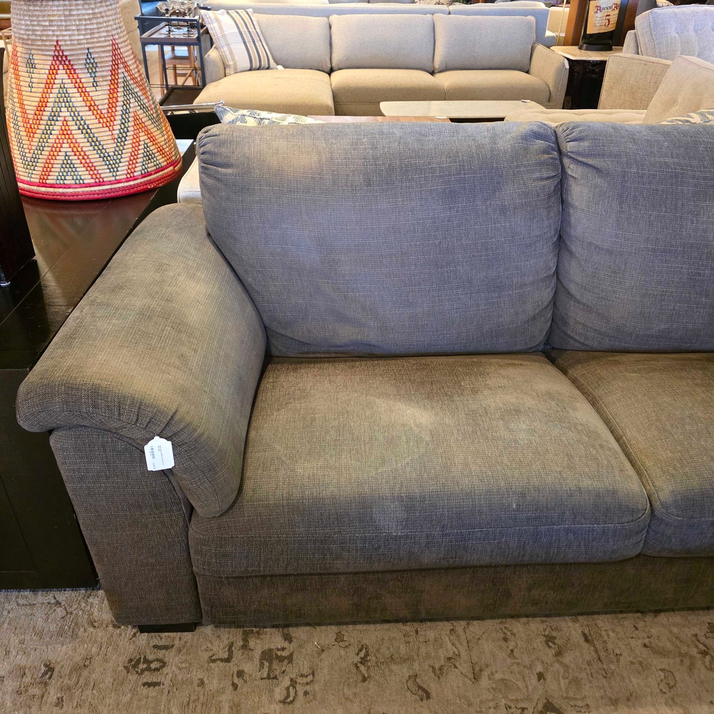 Dark Grey Fabric Curved Arm Sofa