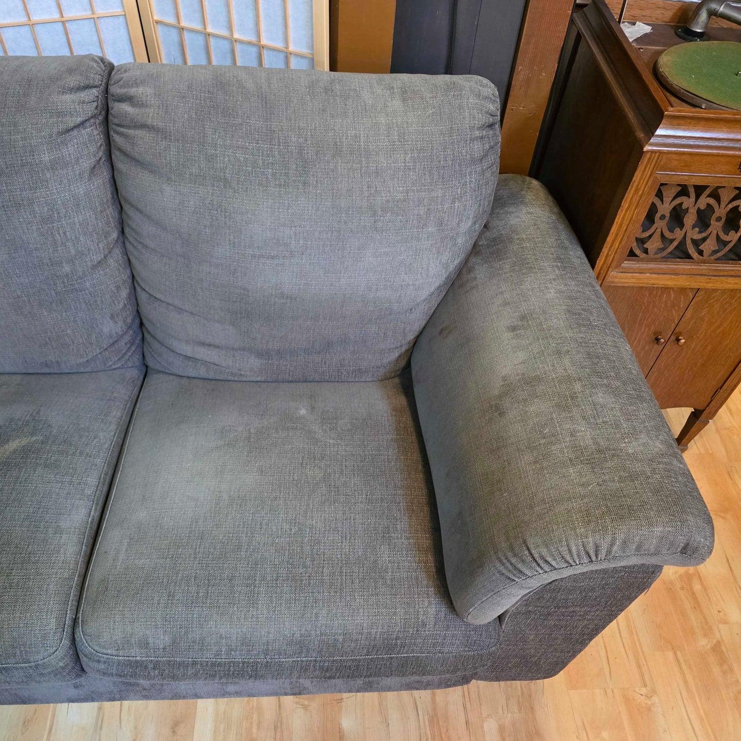 Dark Grey Curved Arm Loveseat