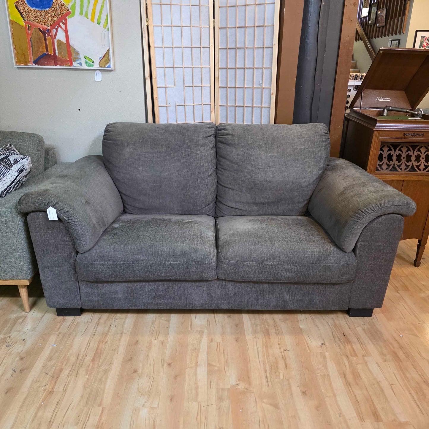 Dark Grey Curved Arm Loveseat