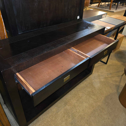 Dark Wood Open Console w/ 2 Drawers