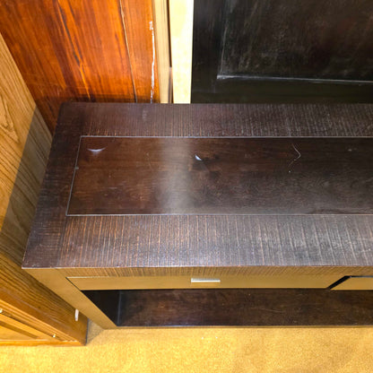 Dark Wood Open Console w/ 2 Drawers
