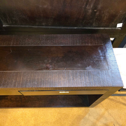 Dark Wood Open Console w/ 2 Drawers