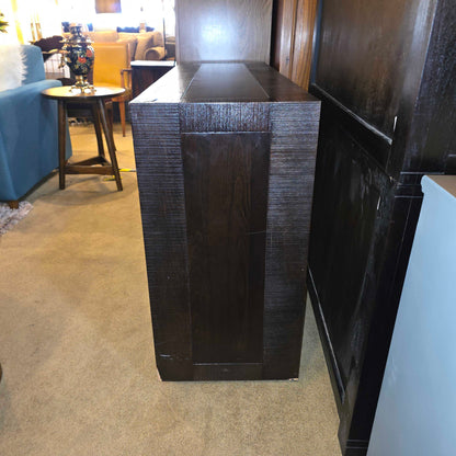 Dark Wood Open Console w/ 2 Drawers