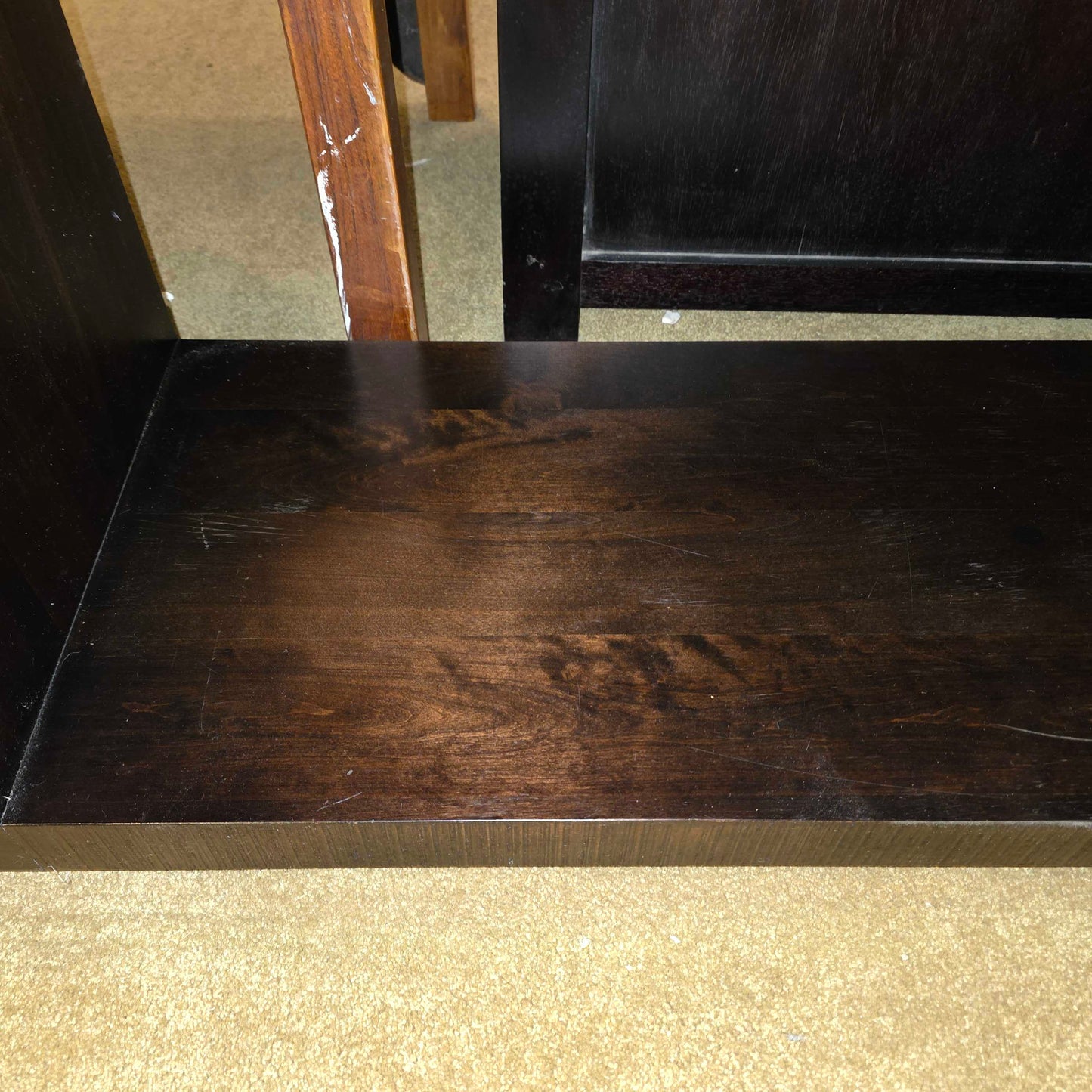 Dark Wood Open Console w/ 2 Drawers