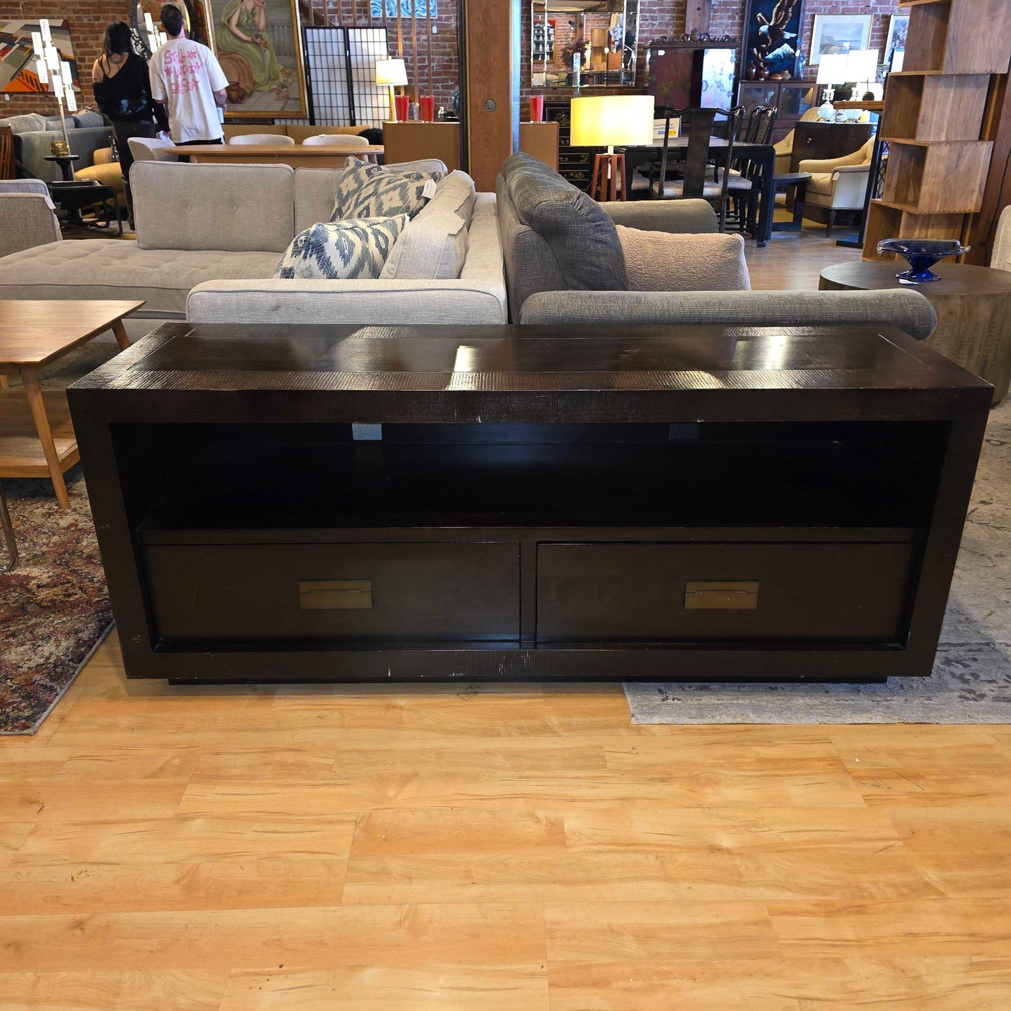 Dark Wood 2 Drawer Media Console
