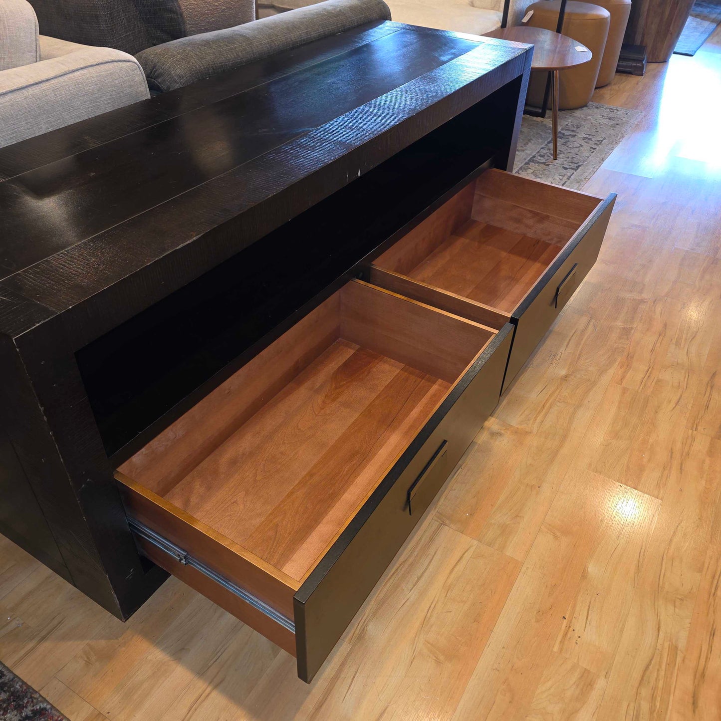 Dark Wood 2 Drawer Media Console