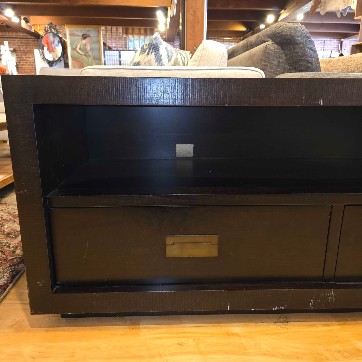 Dark Wood 2 Drawer Media Console