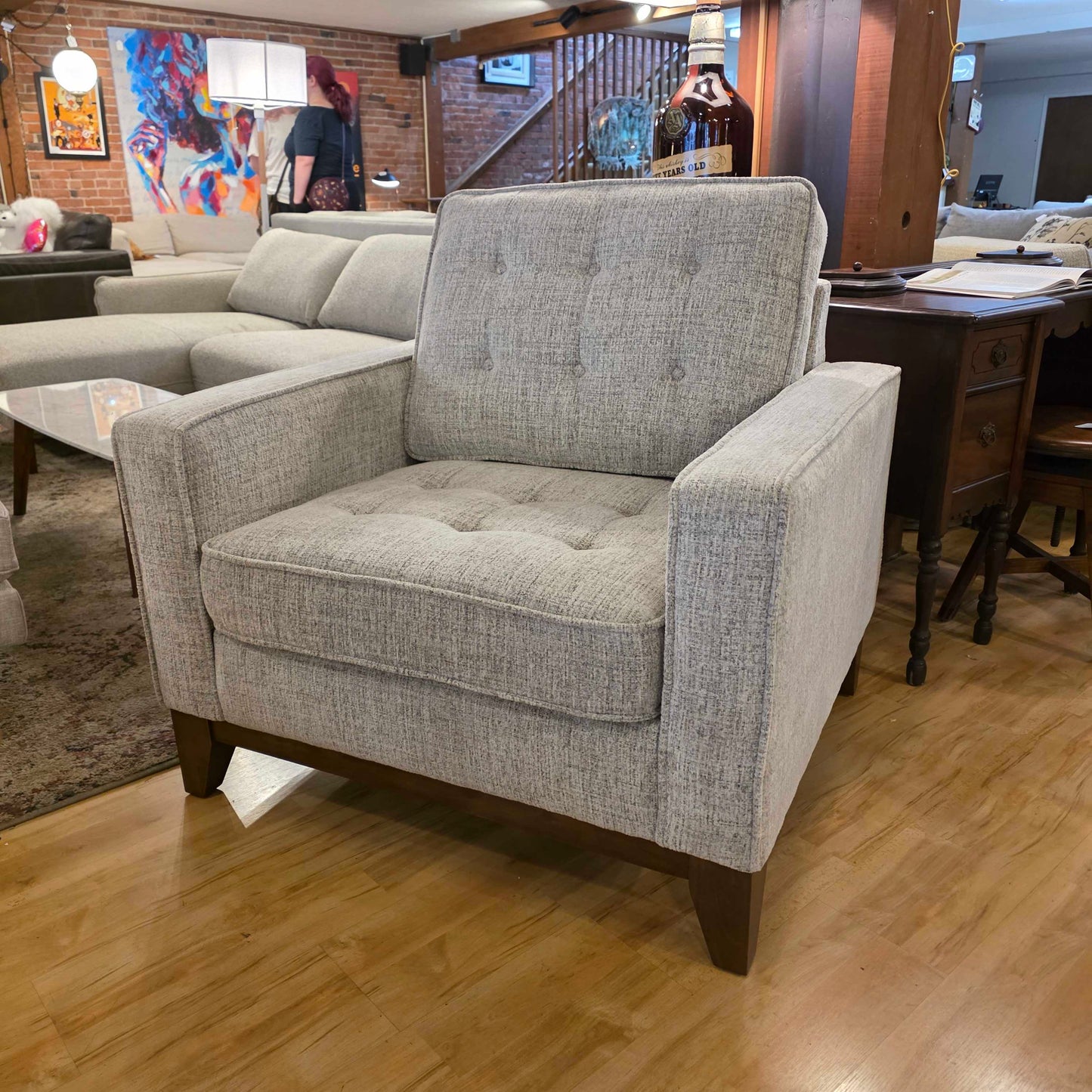 Flax Button Tufted Chair