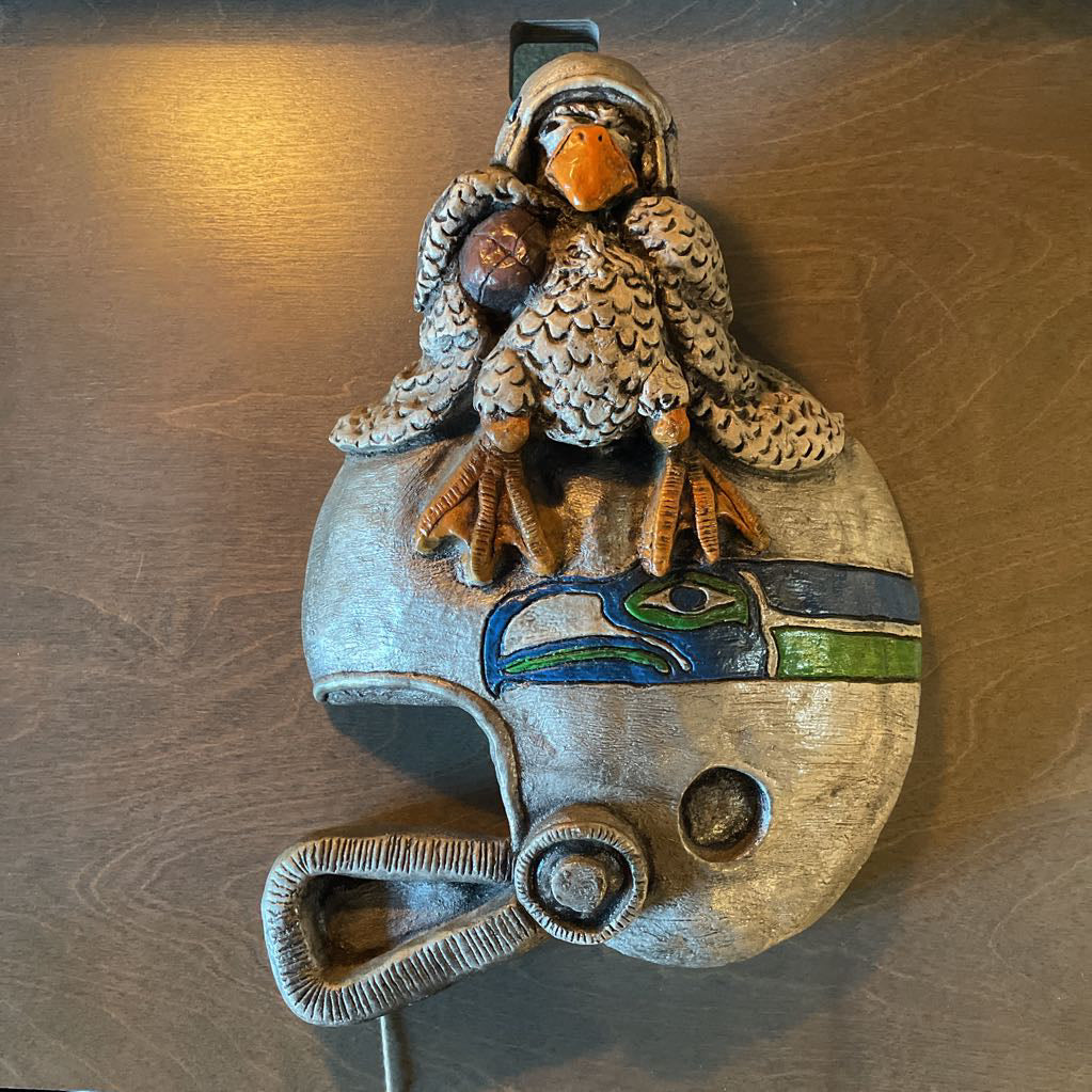 Pottery Seahawks Helmet & Mascot Plaque UNIQUE FINDS