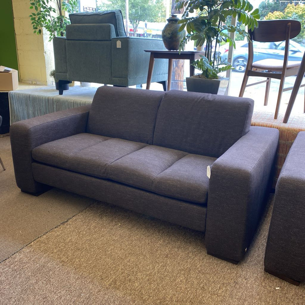 NATUZZI Dark Taupesque Tweedish Studio Size Sofa
