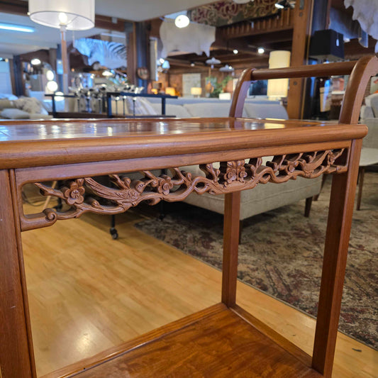 Carved Wood Bar Cart