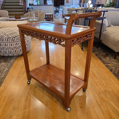 Carved Wood Bar Cart