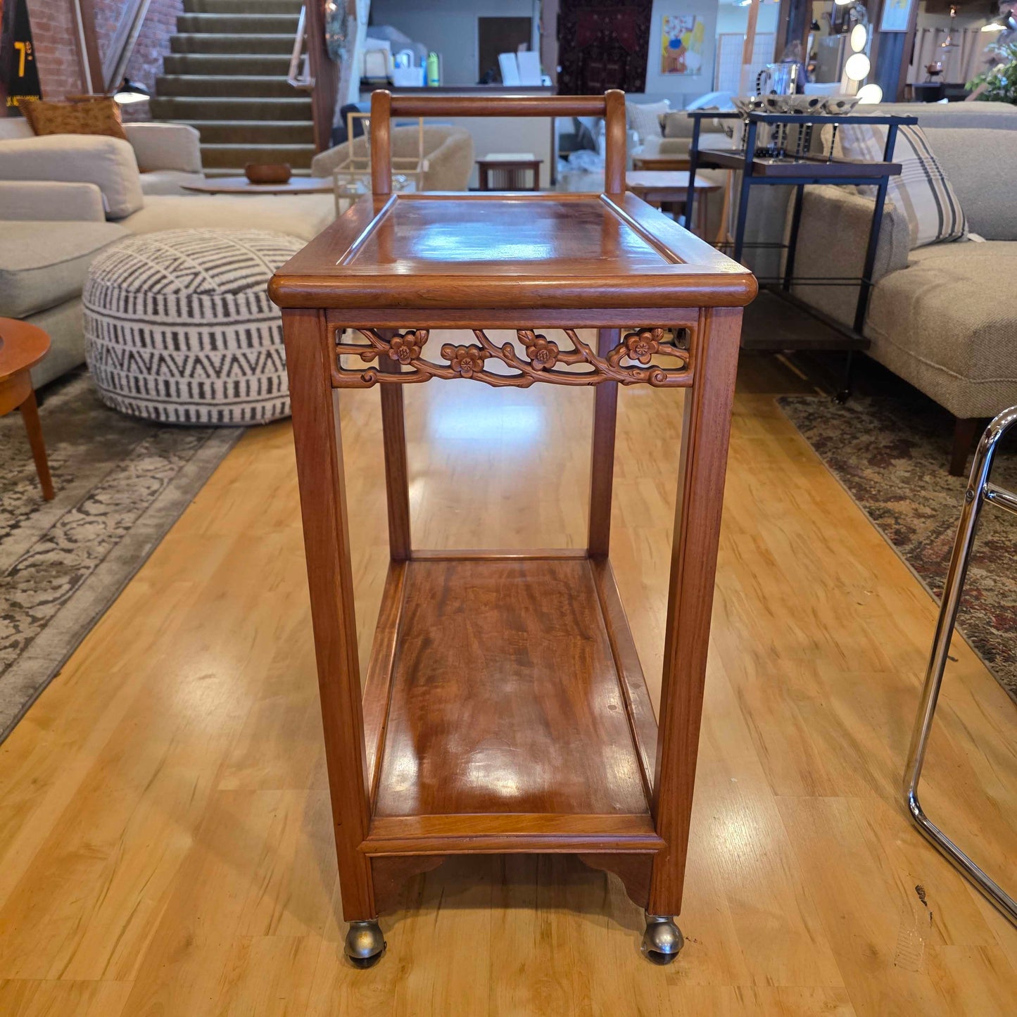 Carved Wood Bar Cart