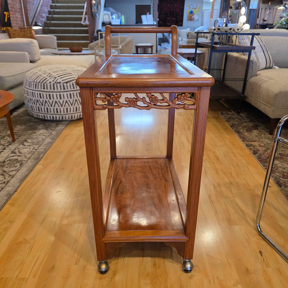 Carved Wood Bar Cart C BAR CARTS