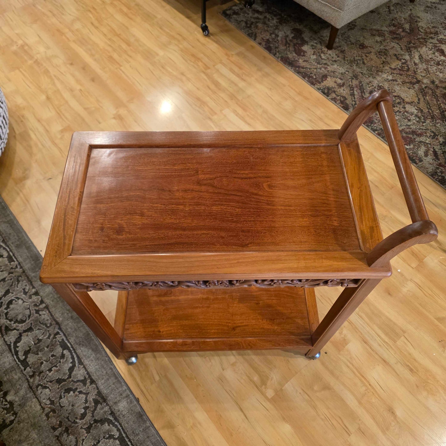 Carved Wood Bar Cart