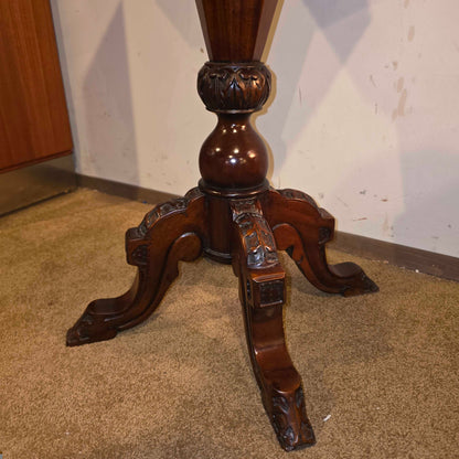 Ornate Carved Wood Octagon End Table w/ Storage