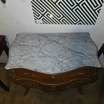 Louis XV Bombe Style Chest w Marble Top