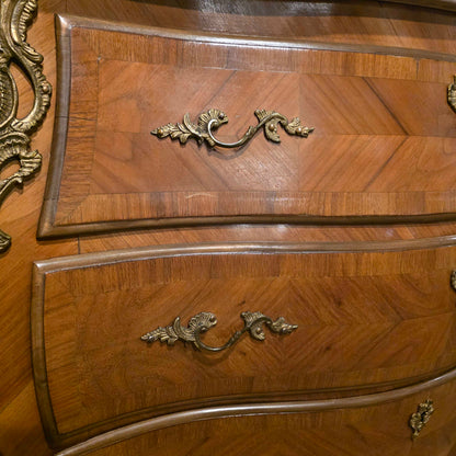 Louis XV Bombe Style Chest w Marble Top