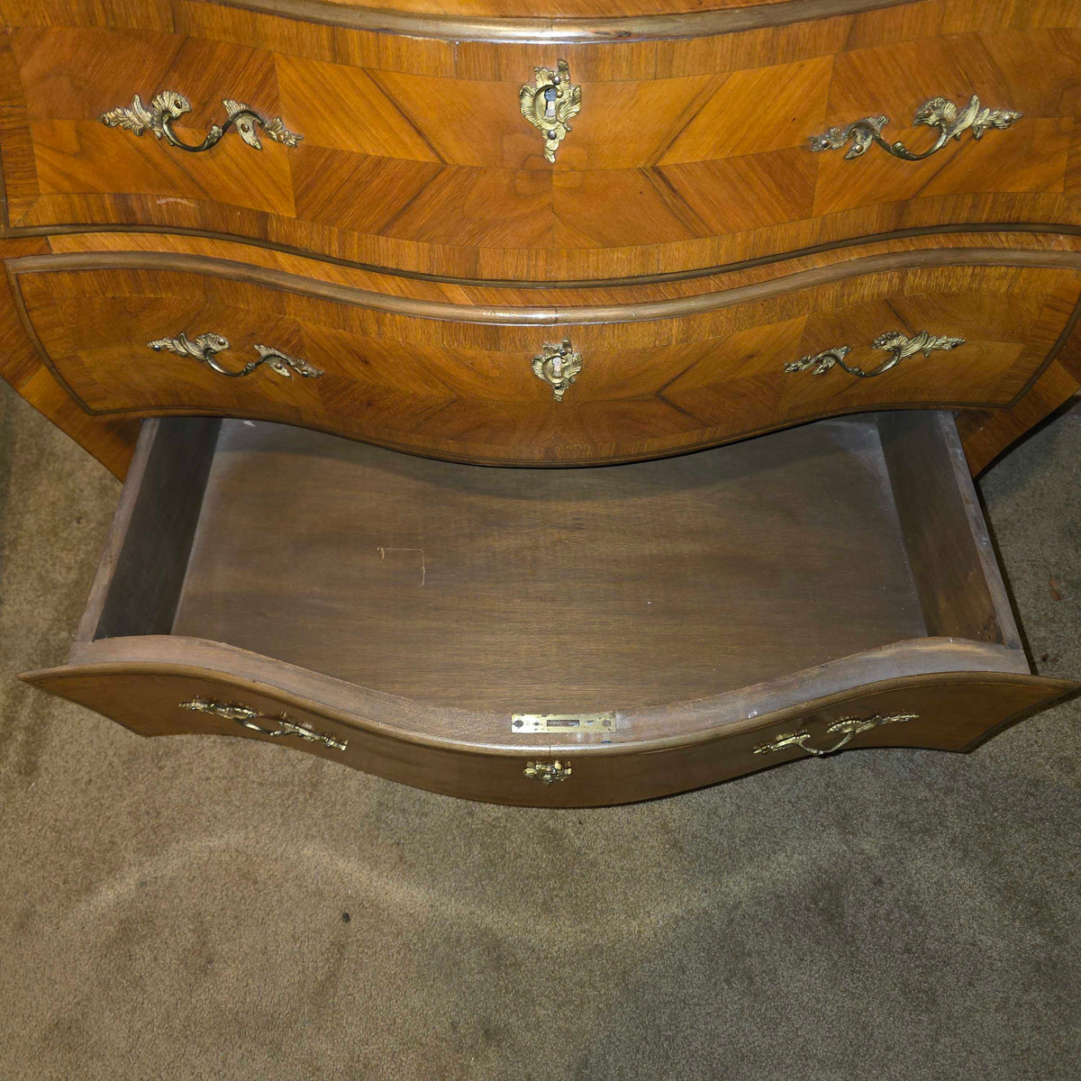 Louis XV Bombe Style Chest w Marble Top