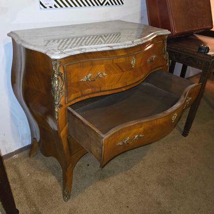 Louis XV Bombe Style Chest w Marble Top