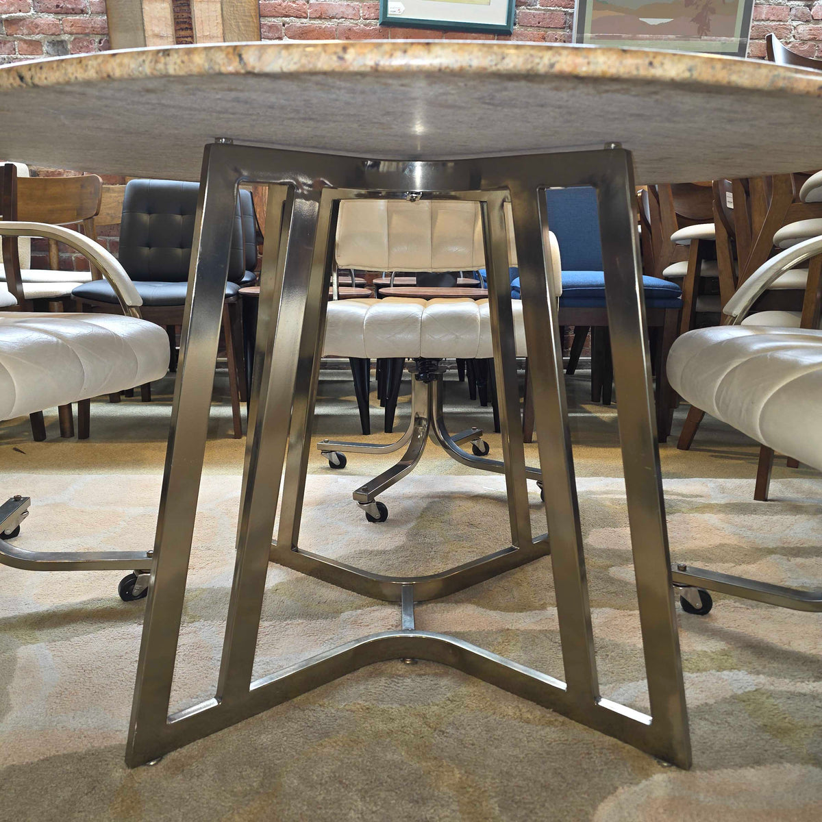 Marble Top Metal Dining Table w 4 Chairs