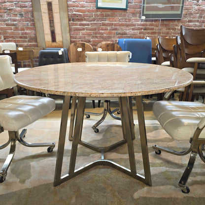 Marble Top Metal Dining Table w 4 Chairs