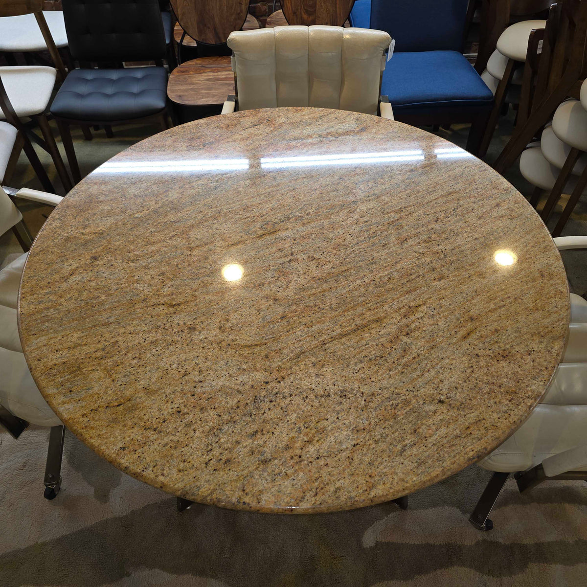 Marble Top Metal Dining Table w 4 Chairs