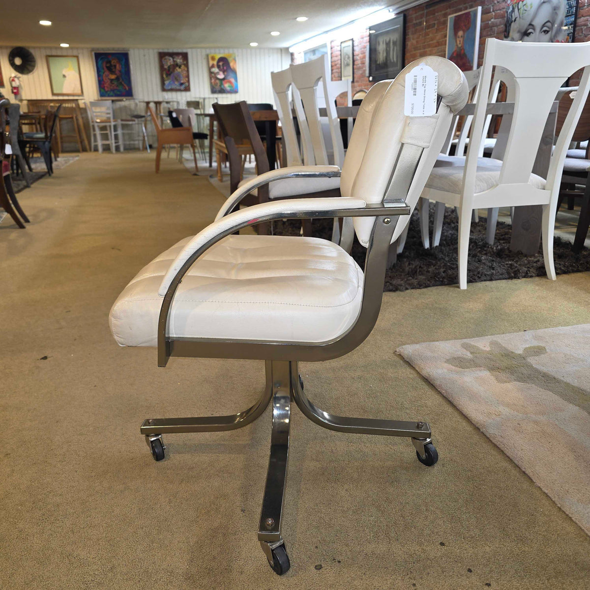 Marble Top Metal Dining Table w 4 Chairs