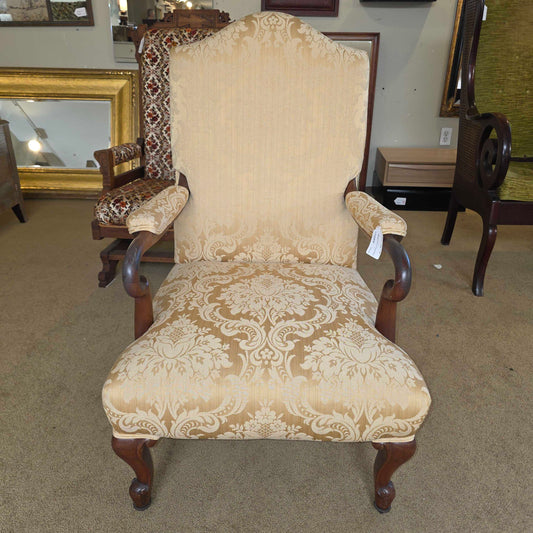 Yellow Upholstery Queen Anne Style Library Chair