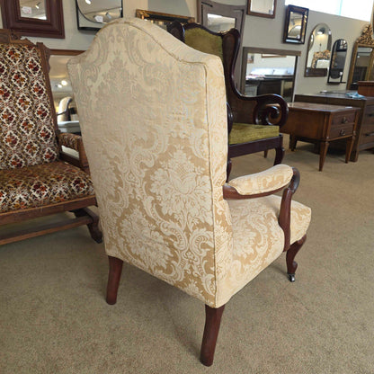 Yellow Upholstery Queen Anne Style Library Chair
