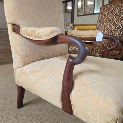 Yellow Upholstery Queen Anne Style Library Chair