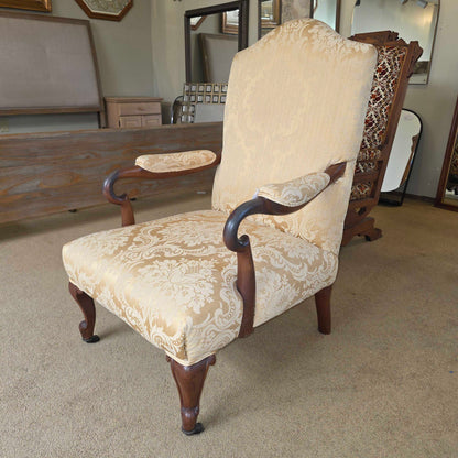 Yellow Upholstery Queen Anne Style Library Chair