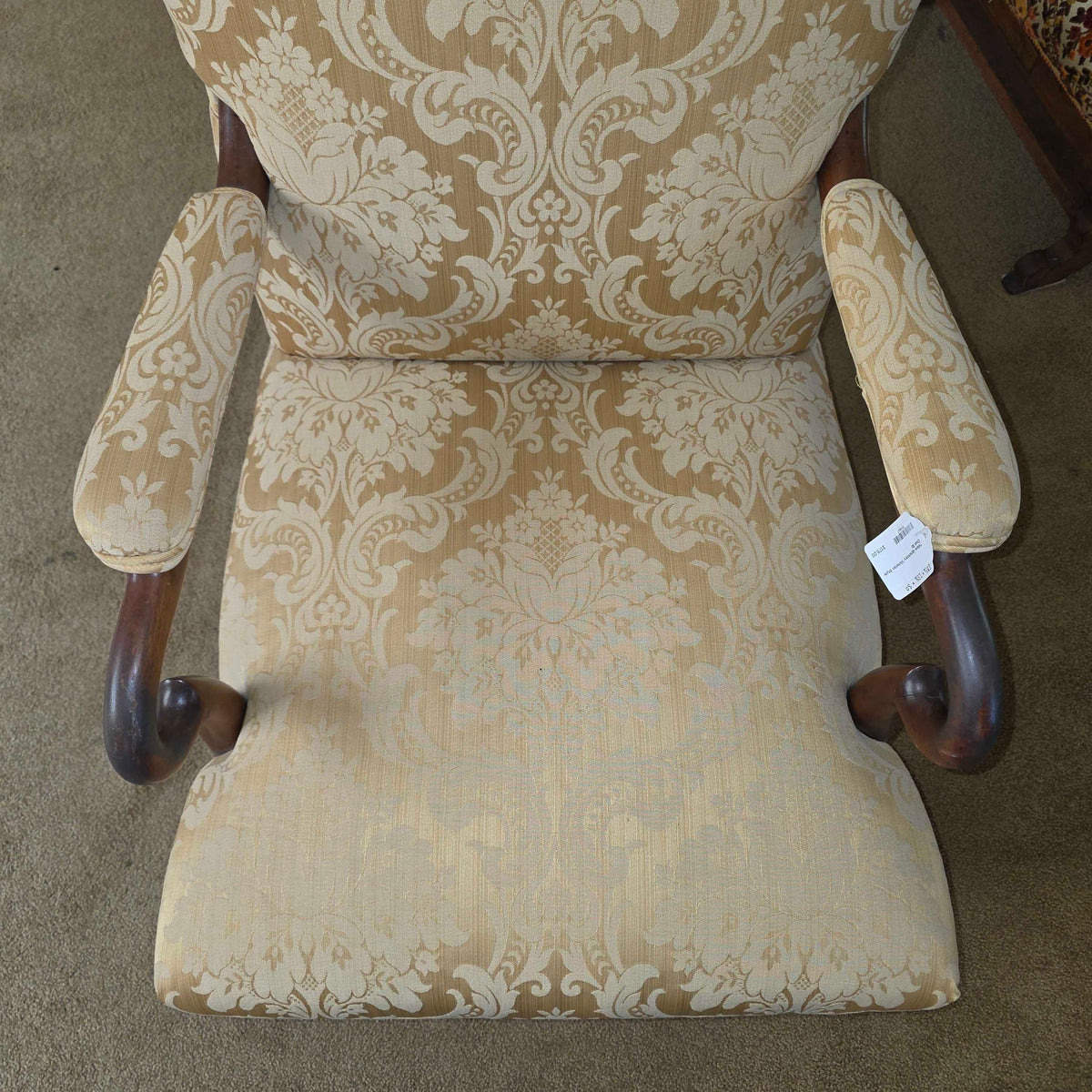 Yellow Upholstery Queen Anne Style Library Chair