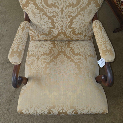 Yellow Upholstery Queen Anne Style Library Chair
