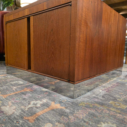 Square Metal Base Side Table w Doors