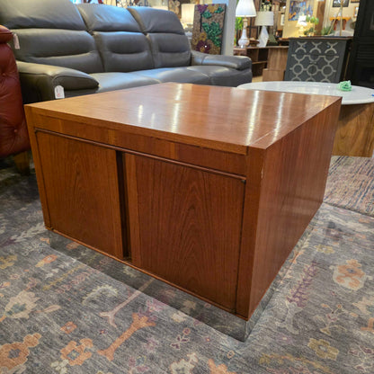 Square Metal Base Side Table w Doors
