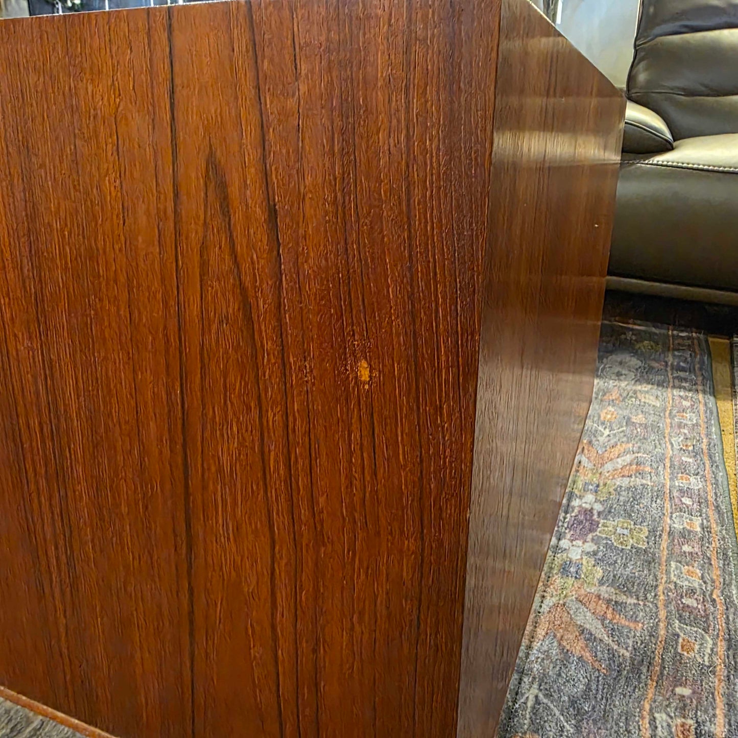 Square Metal Base Side Table w Doors