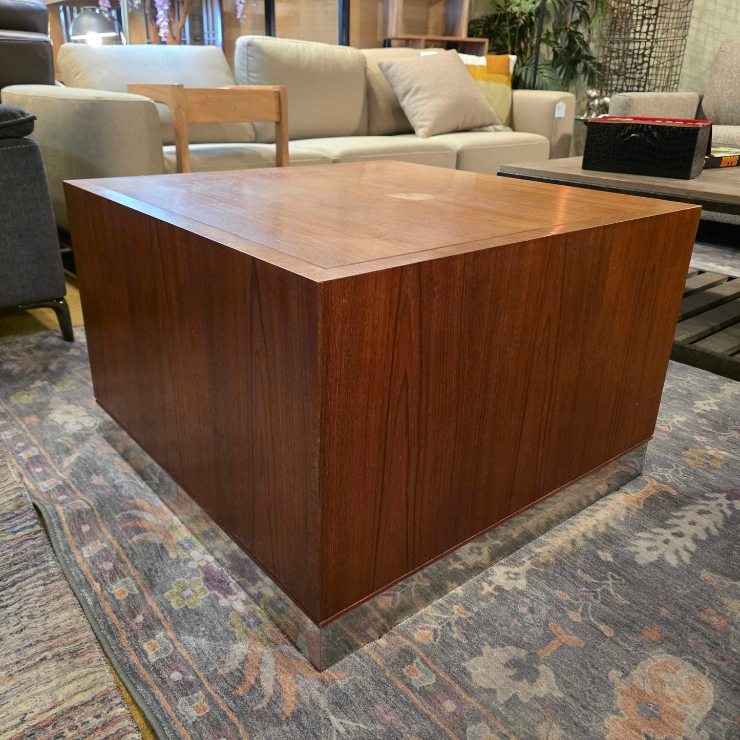 Square Metal Base Side Table w Doors