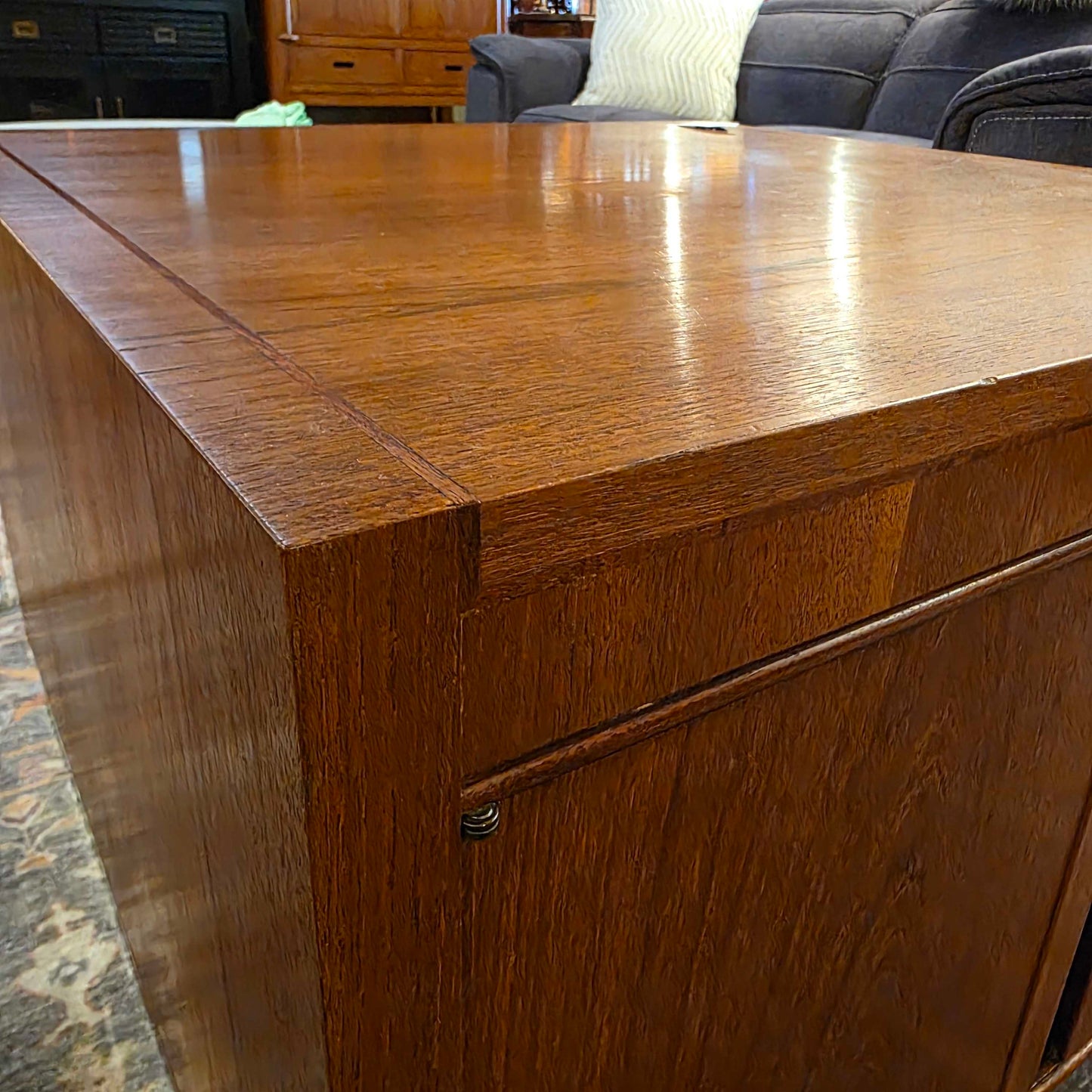 Square Metal Base Side Table w Doors