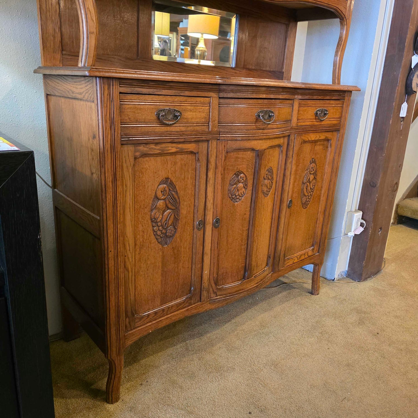 Carved Oak Hutch