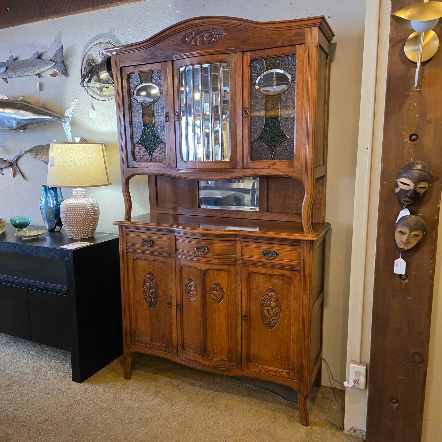 Carved Oak Hutch