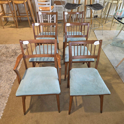 MC Ladder Back Blue Seat Dining Chair Set of 6