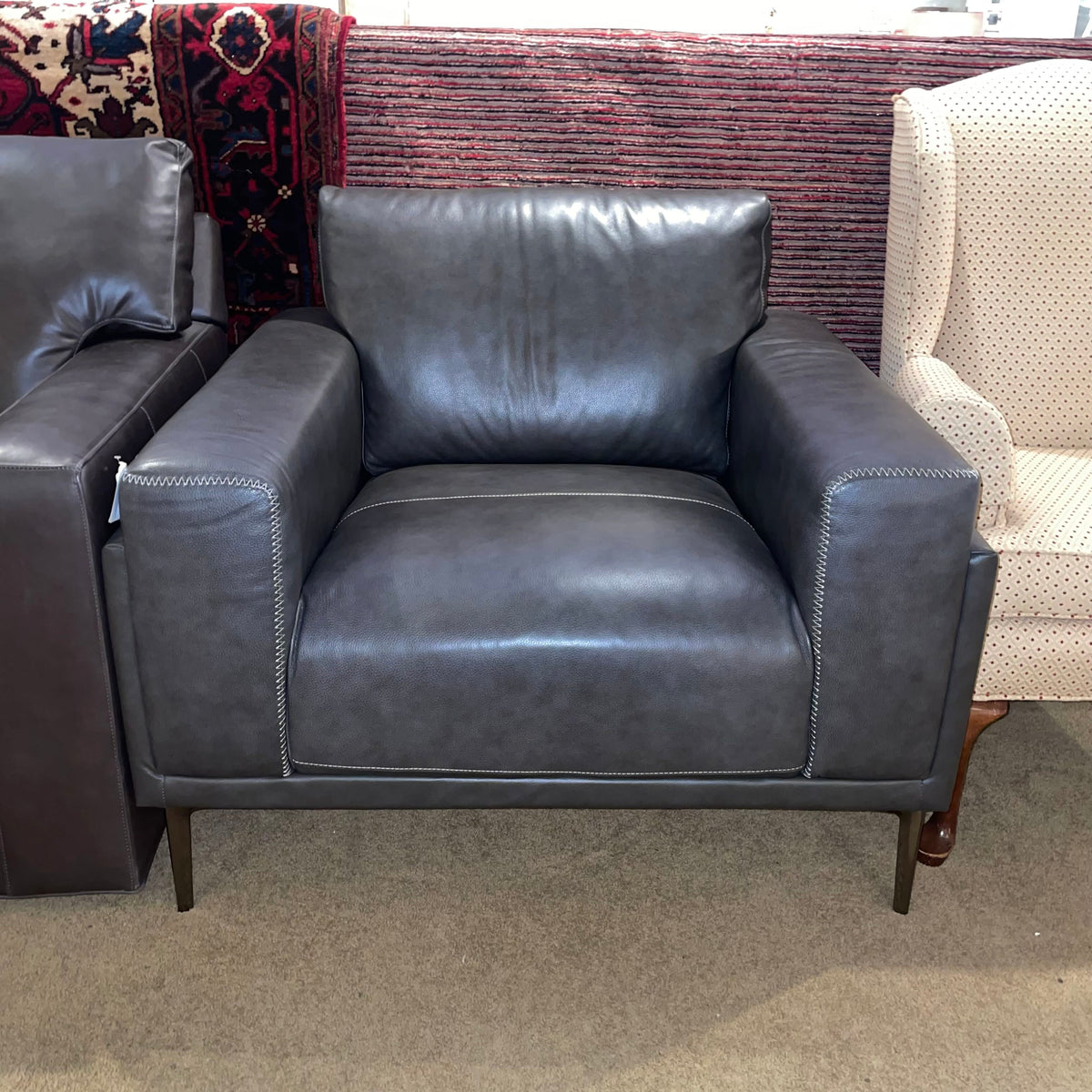 Charcoal Leather Accent Chair U ACCENT CHAIRS