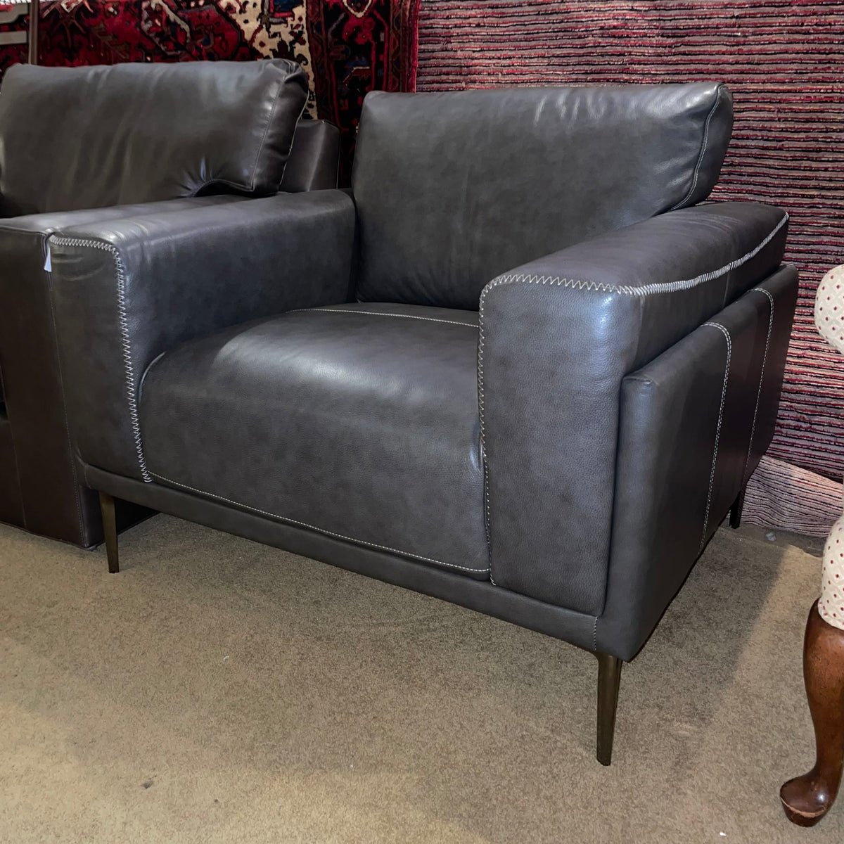 Charcoal Leather Accent Chair U ACCENT CHAIRS