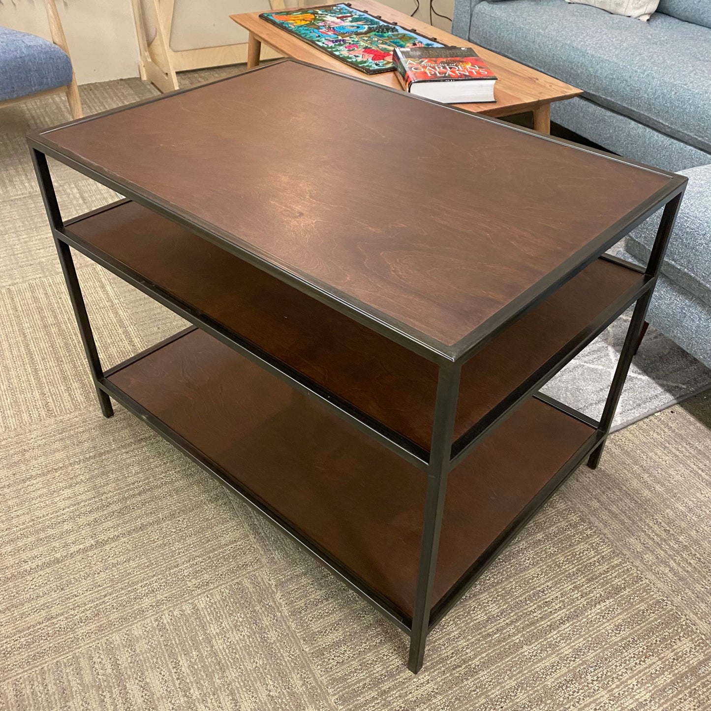 Large Three Tier Industrial Side Table