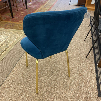 SET 4 Royal Blue & Gold Mod Dining Chairs