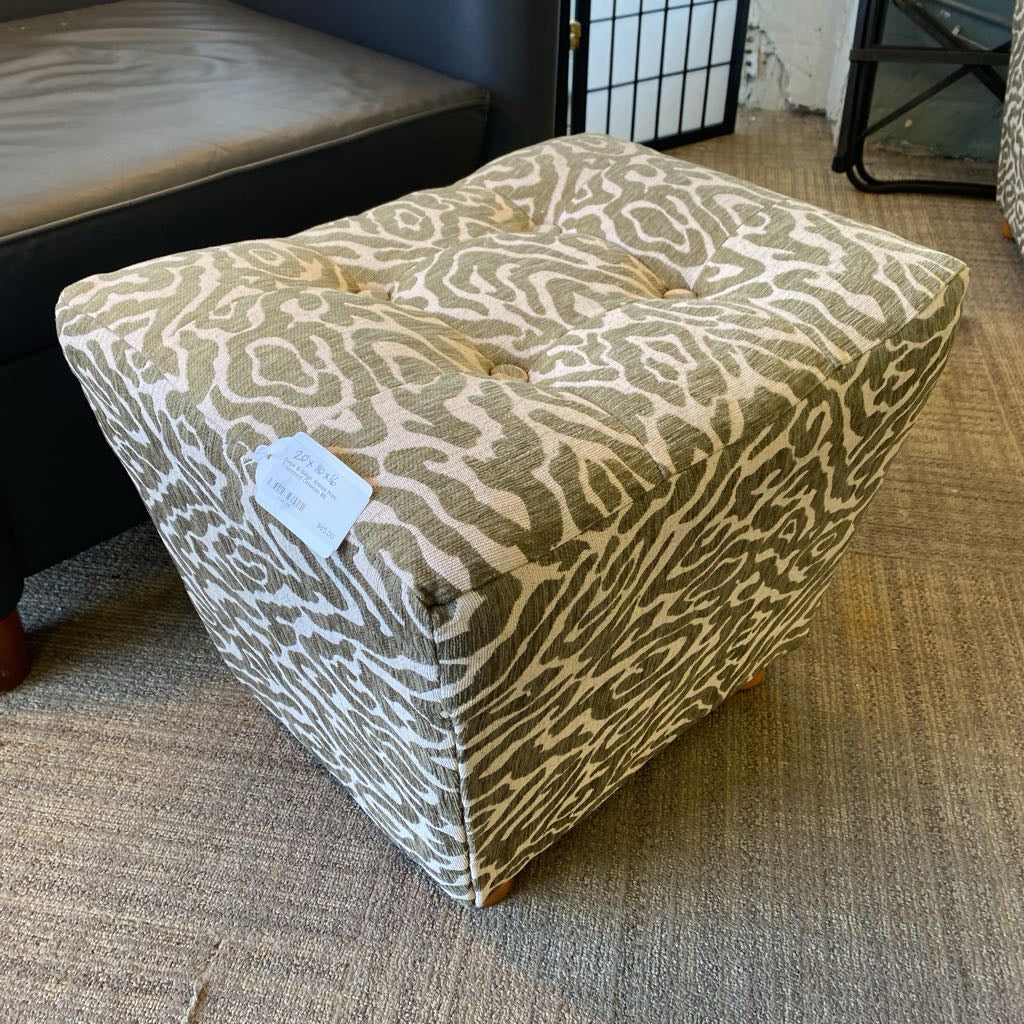 Sage & Beige Animal Print Trapezoid Ottoman