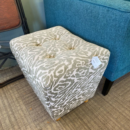 Sage & Beige Animal Print Trapezoid Ottoman